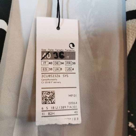 Sisley red, black and white floral crepe jacket, size 4 NWT - Picture 6 of 7